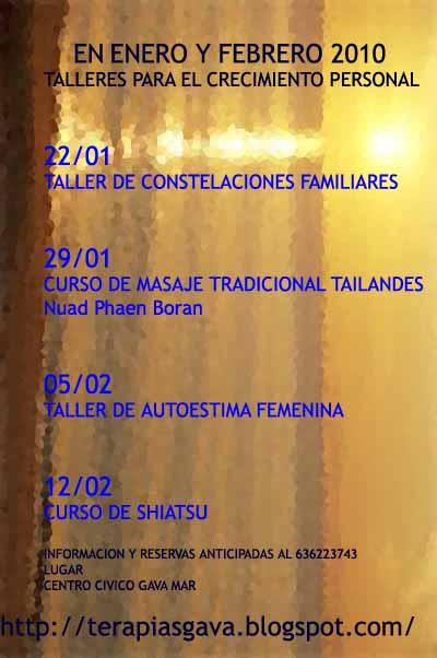 Nuevos talleres de crecimiento personal que se desarrollar�n en el Centro C�vico de Gav� Mar (Enero y Febrero de 2010)